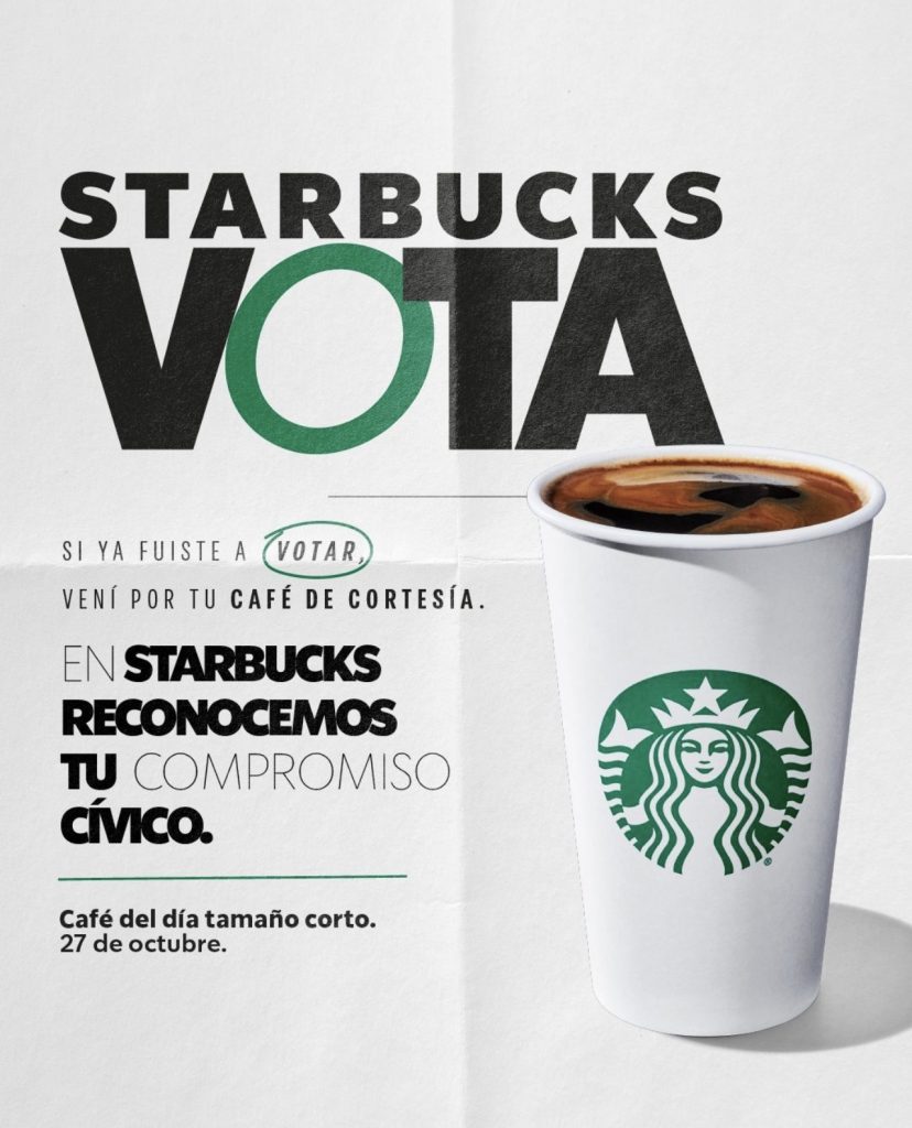 Starbucks Uruguay ofrece café gratis para los votantes este domingo 27